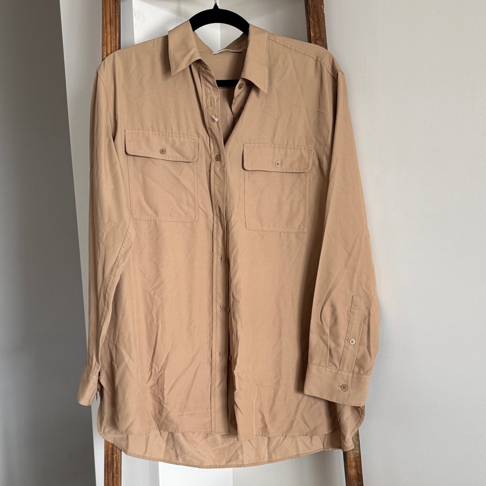 Uniqlo Women's Tan Button Down Shirt